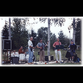 Ahh, Playing in the Great Canadian Outdoors!
 L to R:  Pete Lambert, Glenn Engel, Bob Kirkpatrick, Barry Eames, Joan Marshall