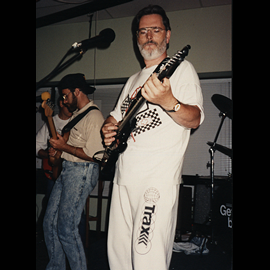 1991 Taking a vocal break to back up one of Mickey's amazing solos! I'm the only guy in the band who didn't play a Fender! This is a 1985 Westone Spectrum ST.
